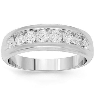 14K White Solid Gold Mens Diamond Wedding Ring Band 1.50 Ctw